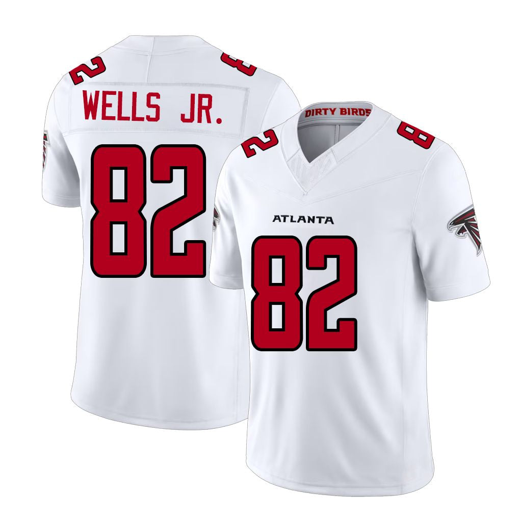 Atlanta #82 Wells Jr. Player Football V Neck Short Sleeve White Jersey Antwane For Men Youth Women Gift
