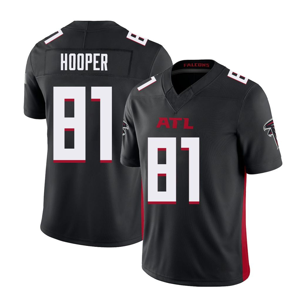 Atlanta #81 Hooper Player Football V Neck Short Sleeve Black Jersey Austin For Men Youth Women Gift