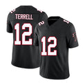 Atlanta #12 Terrell Player Football V Neck Short Sleeve Black Throwback Jersey Avieon For Men Youth Women Gift
