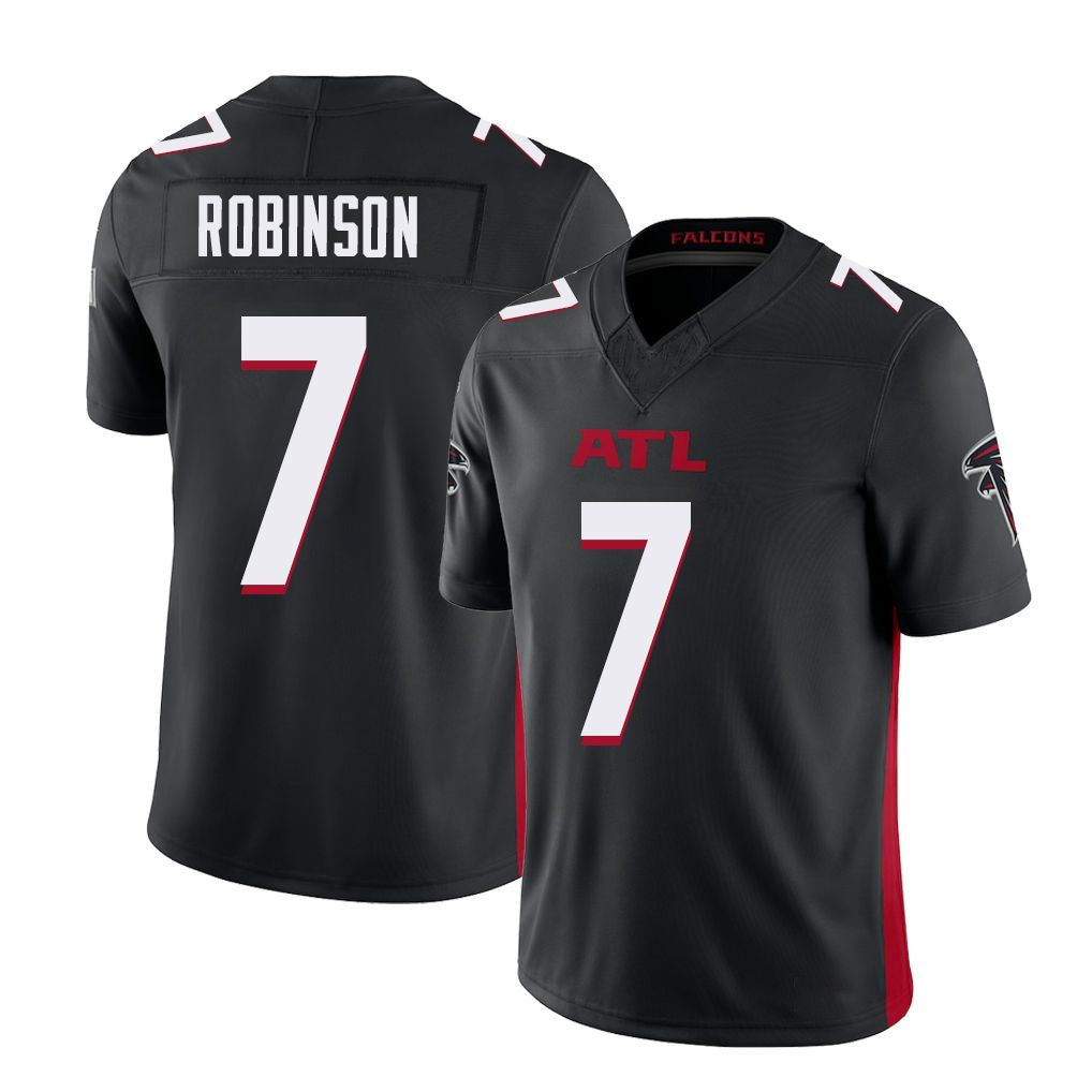 Atlanta #7 Robinson Player Football V Neck Short Sleeve Black Jersey Bijan For Men Youth Women Gift