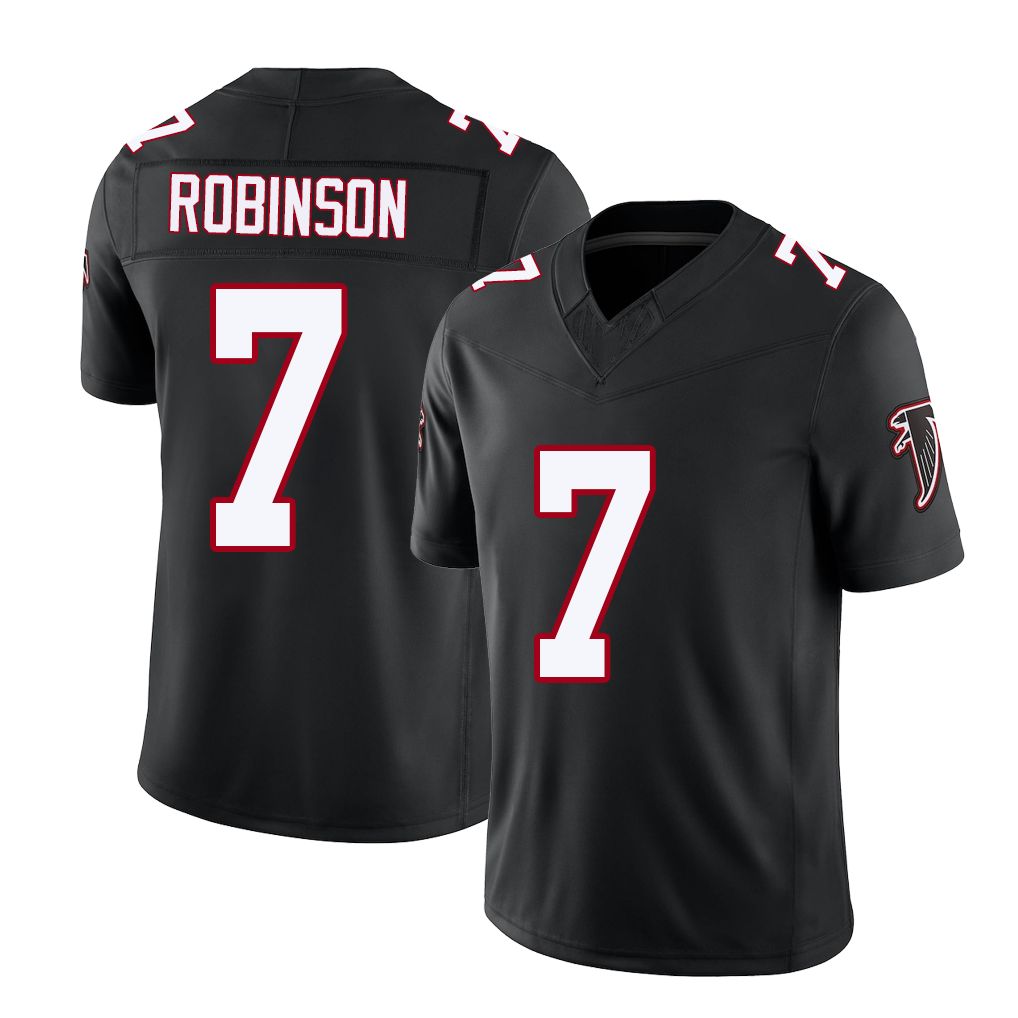 Atlanta #7 Robinson Player Football V Neck Short Sleeve Black Throwback Jersey Bijan For Men Youth Women Gift