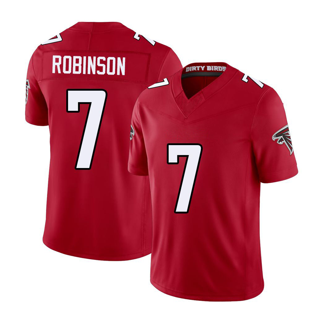 Atlanta #7 Robinson Player Football V Neck Short Sleeve Red Jersey Bijan For Men Youth Women Gift