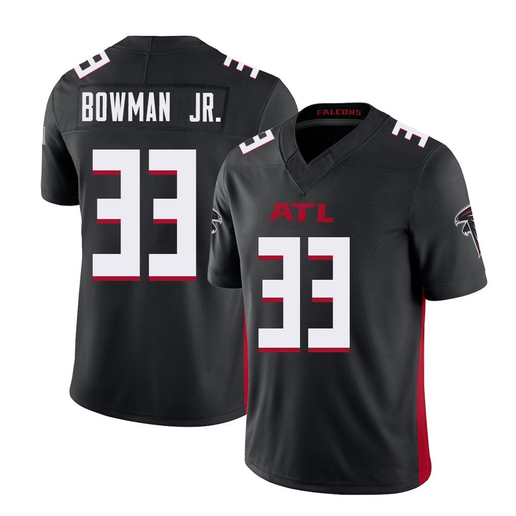 Atlanta #33 Bowman Jr. Player Football V Neck Short Sleeve Black Jersey Billy For Men Youth Women Gift