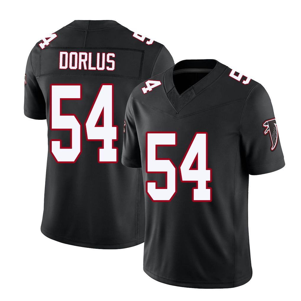 Atlanta #54 Dorlus Player Football V Neck Short Sleeve Black Throwback Jersey Brandon For Men Youth Women Gift