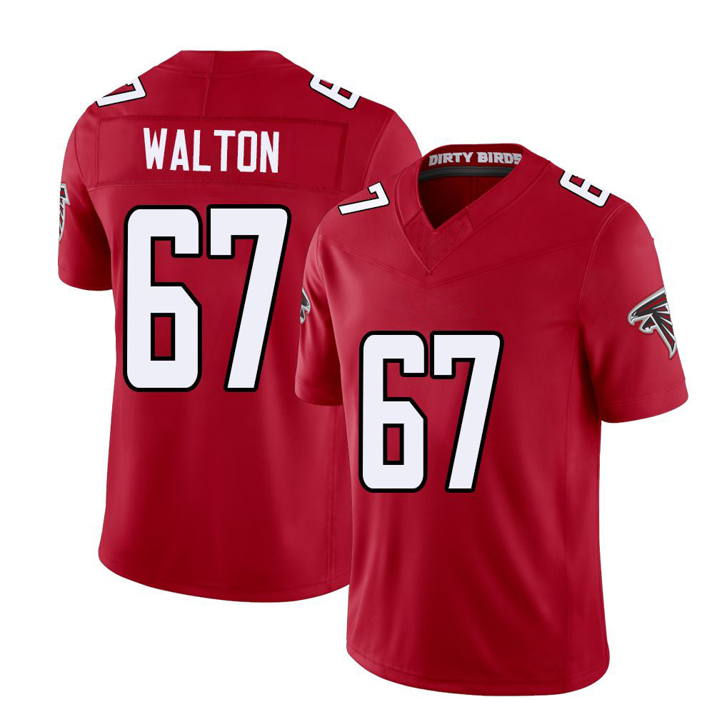 Atlanta #67 Walton Player Football V Neck Short Sleeve Red Jersey Brandon For Men Youth Women Gift