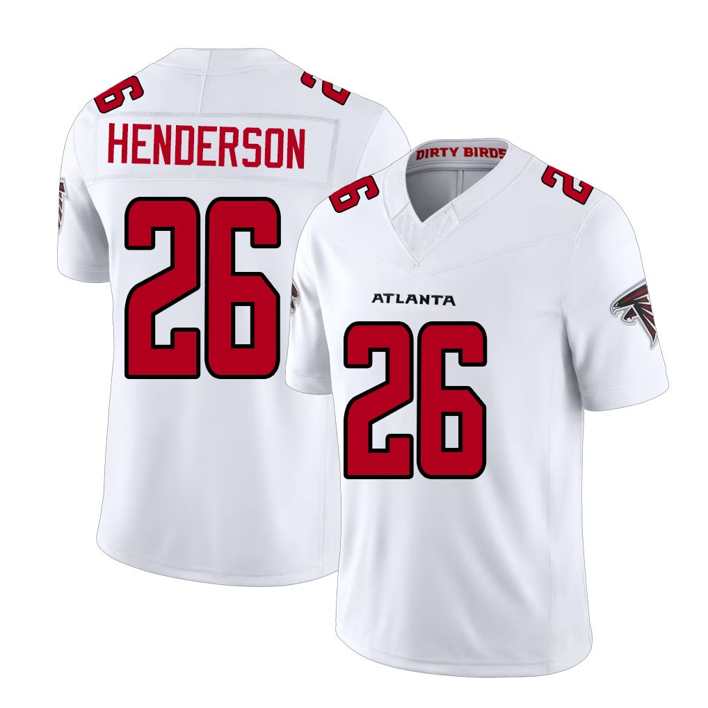 Atlanta #26 Henderson Player Football V Neck Short Sleeve White Jersey C.J. For Men Youth Women Gift