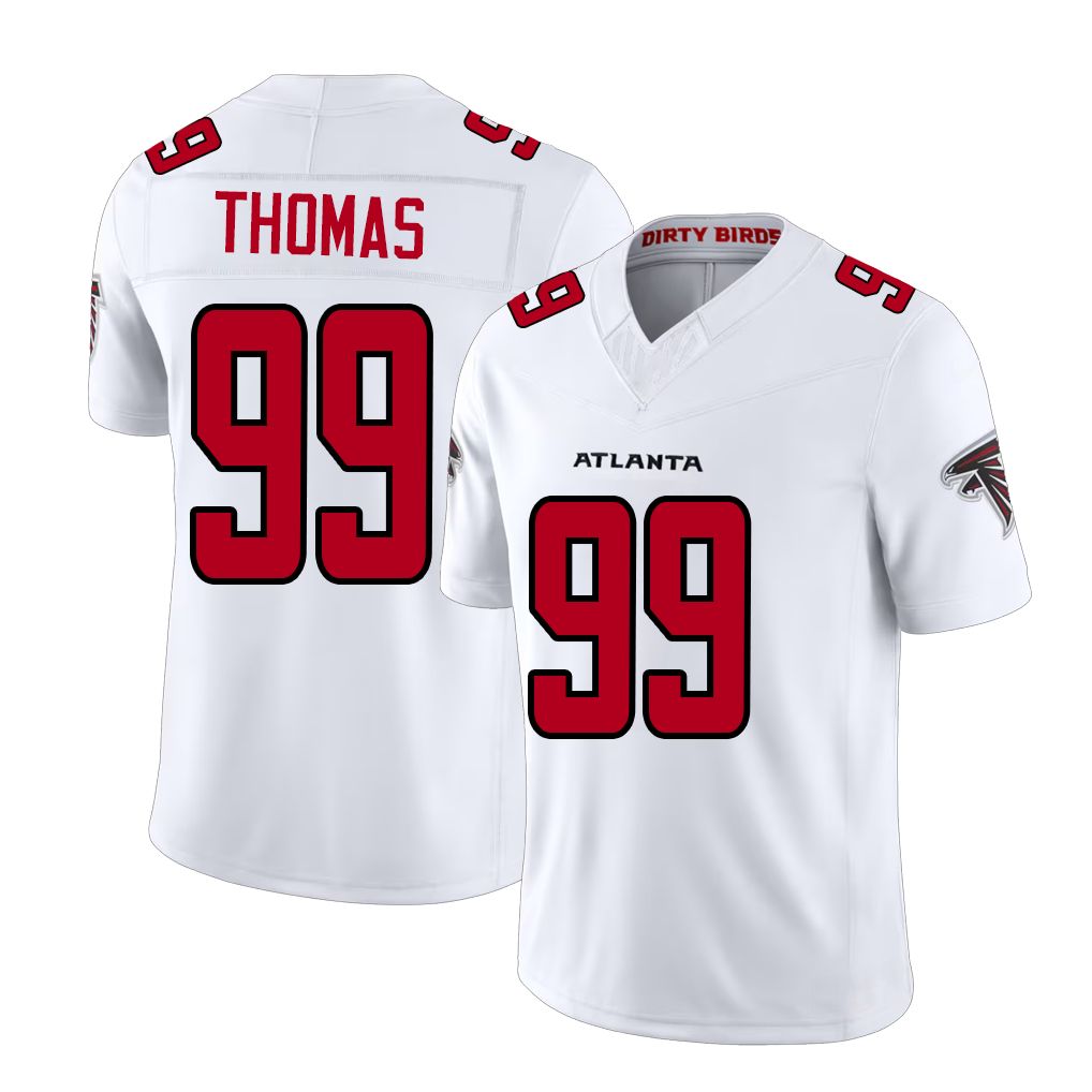 Atlanta #99 Thomas Player Football V Neck Short Sleeve White Jersey Cameron For Men Youth Women Gift