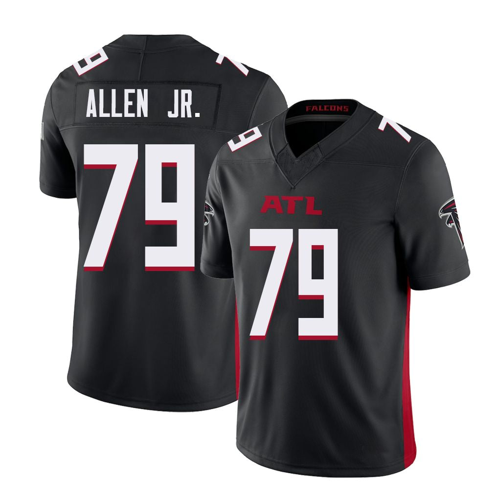 Atlanta #79 Allen Jr. Player Football V Neck Short Sleeve Black Jersey Carlos For Men Youth Women Gift