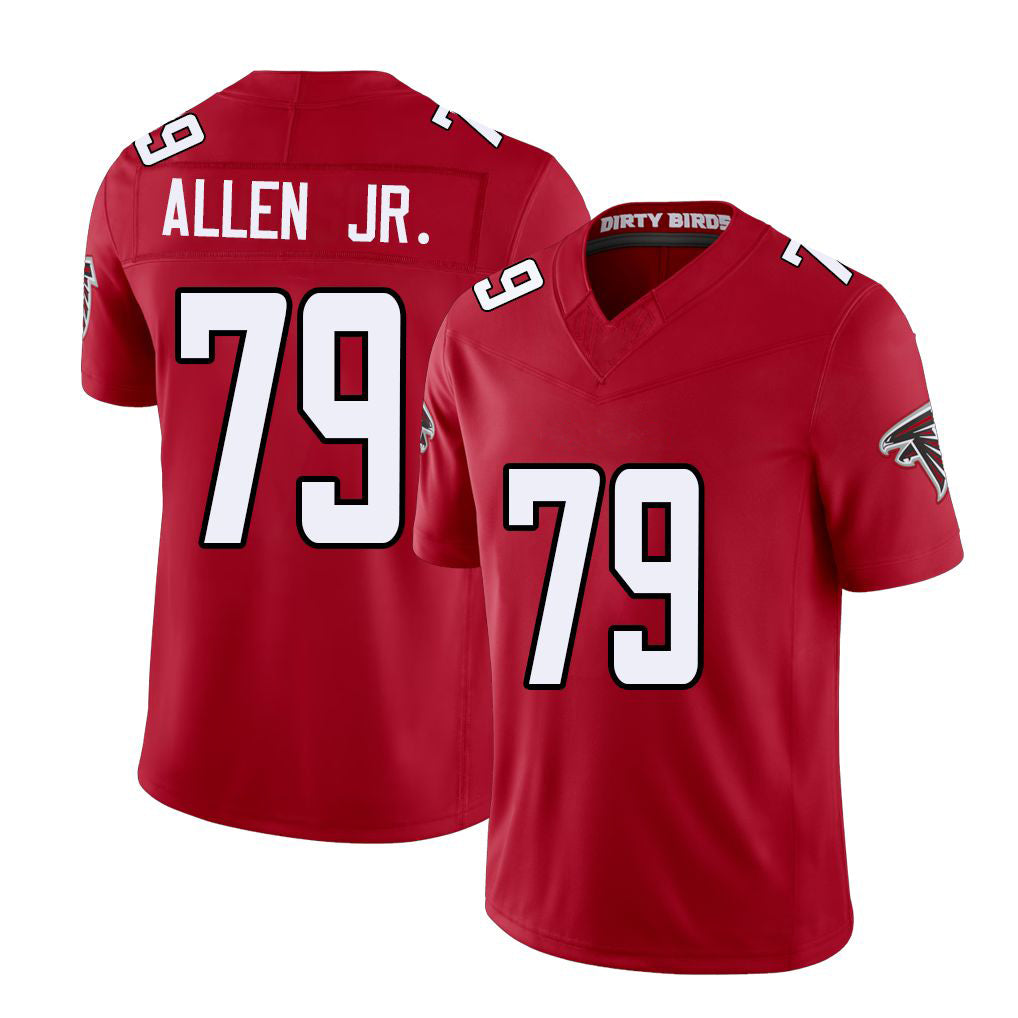 Atlanta #79 Allen Jr. Player Football V Neck Short Sleeve Red Jersey Carlos For Men Youth Women Gift