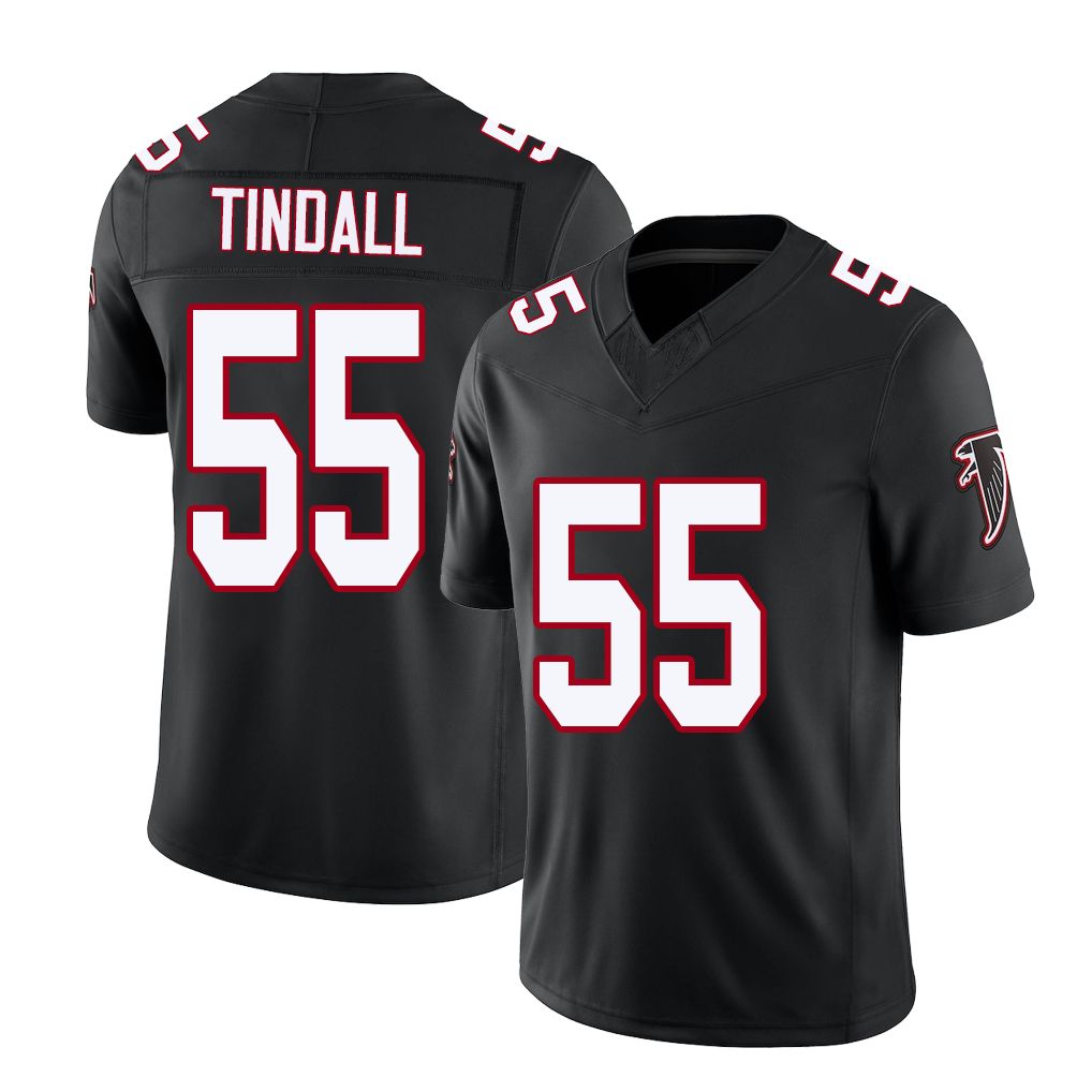 Atlanta #55 Tindall Player Football V Neck Short Sleeve Black Throwback Jersey Channing For Men Youth Women Gift