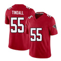Atlanta #55 Tindall Player Football V Neck Short Sleeve Red Jersey Channing For Men Youth Women Gift