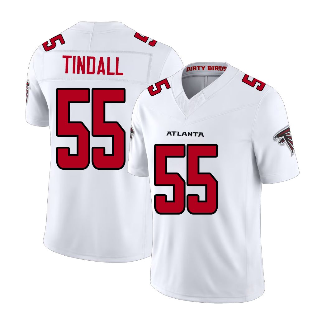 Atlanta #55 Tindall Player Football V Neck Short Sleeve White Jersey Channing For Men Youth Women Gift