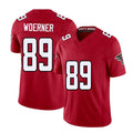 Atlanta #89 Woerner Player Football V Neck Short Sleeve Red Jersey Charlie For Men Youth Women Gift