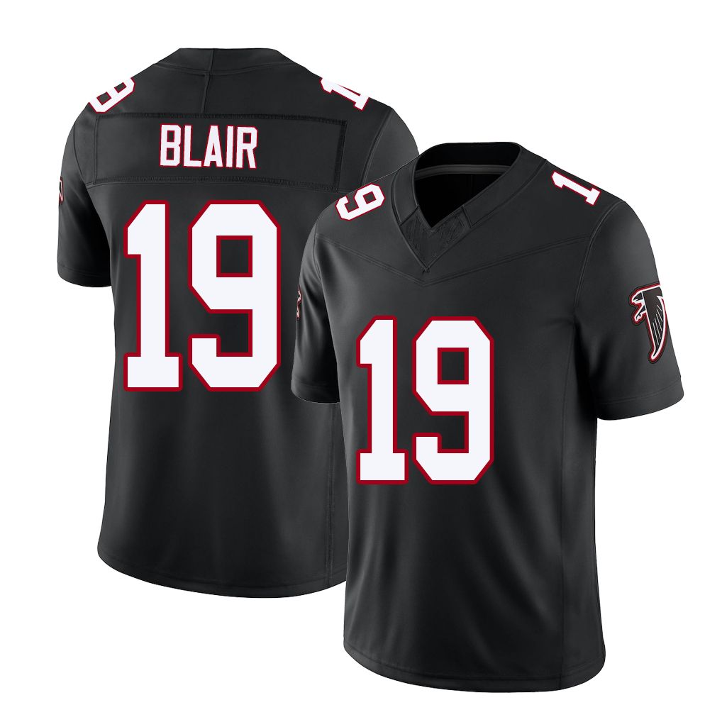 Atlanta #19 Blair Player Football V Neck Short Sleeve Black Throwback Jersey Chris For Men Youth Women Gift