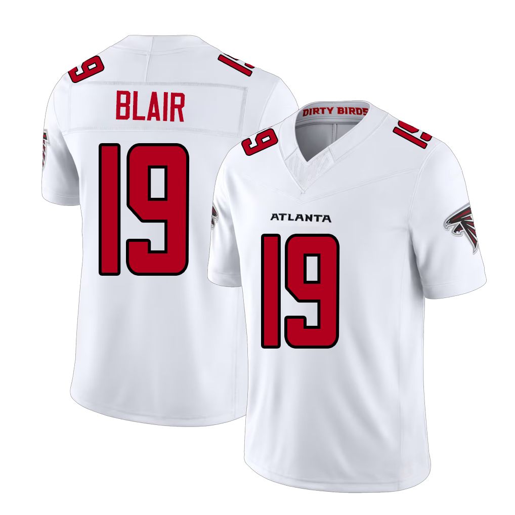 Atlanta #19 Blair Player Football V Neck Short Sleeve White Jersey Chris For Men Youth Women Gift