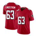 Atlanta #63 Lindstrom Player Football V Neck Short Sleeve Red Jersey Chris For Men Youth Women Gift