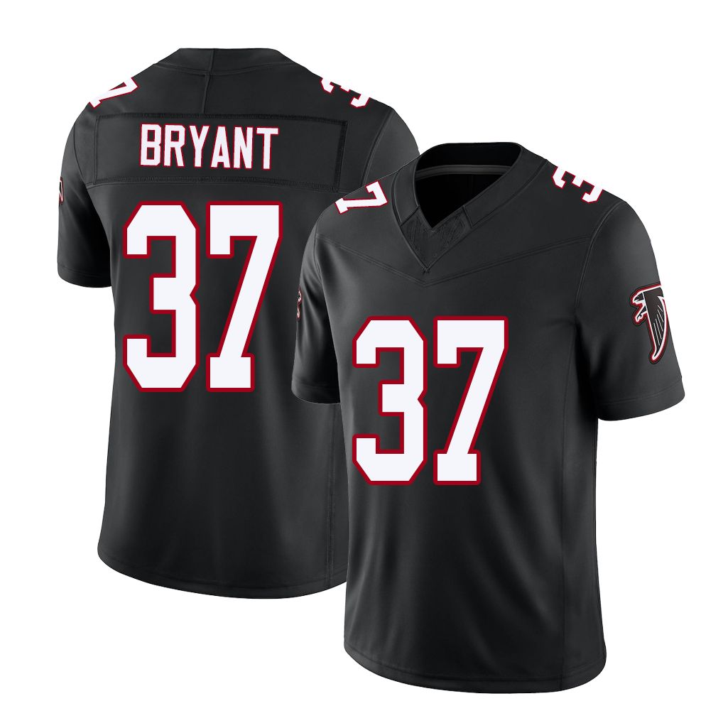 Atlanta #37 Bryant Player Football V Neck Short Sleeve Black Throwback Jersey Cobee For Men Youth Women Gift