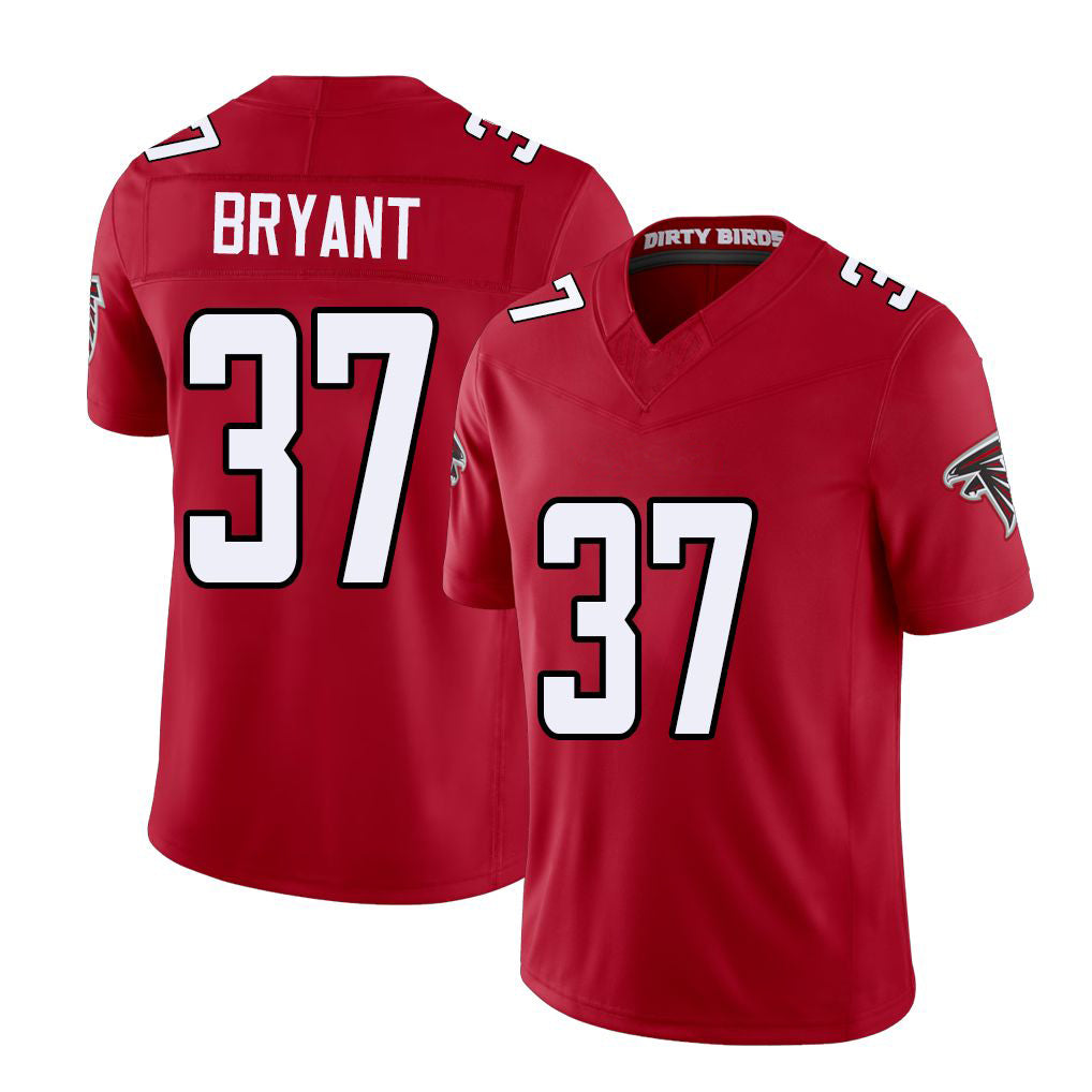 Atlanta #37 Bryant Player Football V Neck Short Sleeve Red Jersey Cobee For Men Youth Women Gift