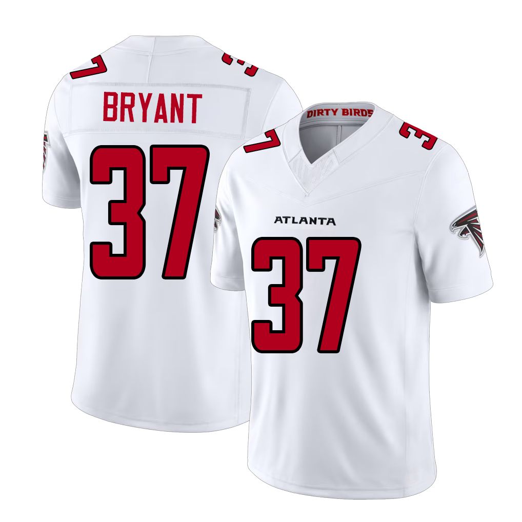 Atlanta #37 Bryant Player Football V Neck Short Sleeve White Jersey Cobee For Men Youth Women Gift