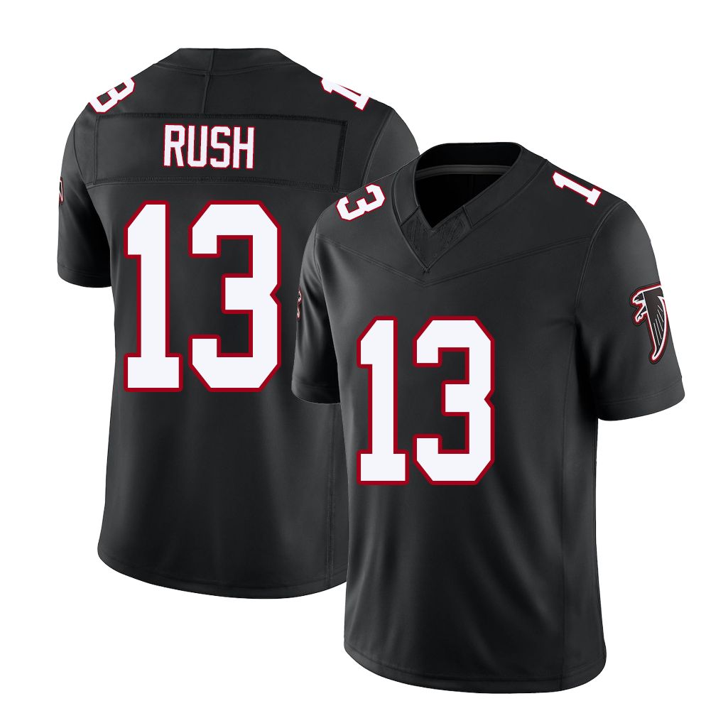 Atlanta #13 Rush Player Football V Neck Short Sleeve Black Throwback Jersey Cooper For Men Youth Women Gift