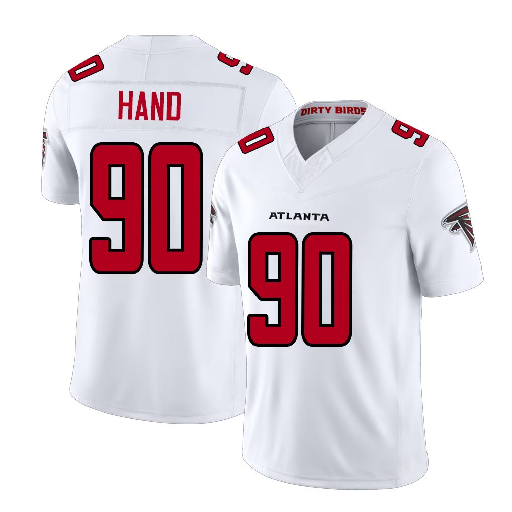 Atlanta #90 Hand Player Football V Neck Short Sleeve White Jersey Da'Shawn For Men Youth Women Gift