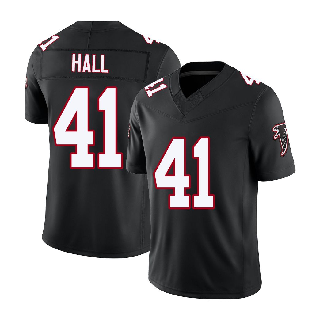 Atlanta #41 Hall Player Football V Neck Short Sleeve Black Throwback Jersey Darren For Men Youth Women Gift