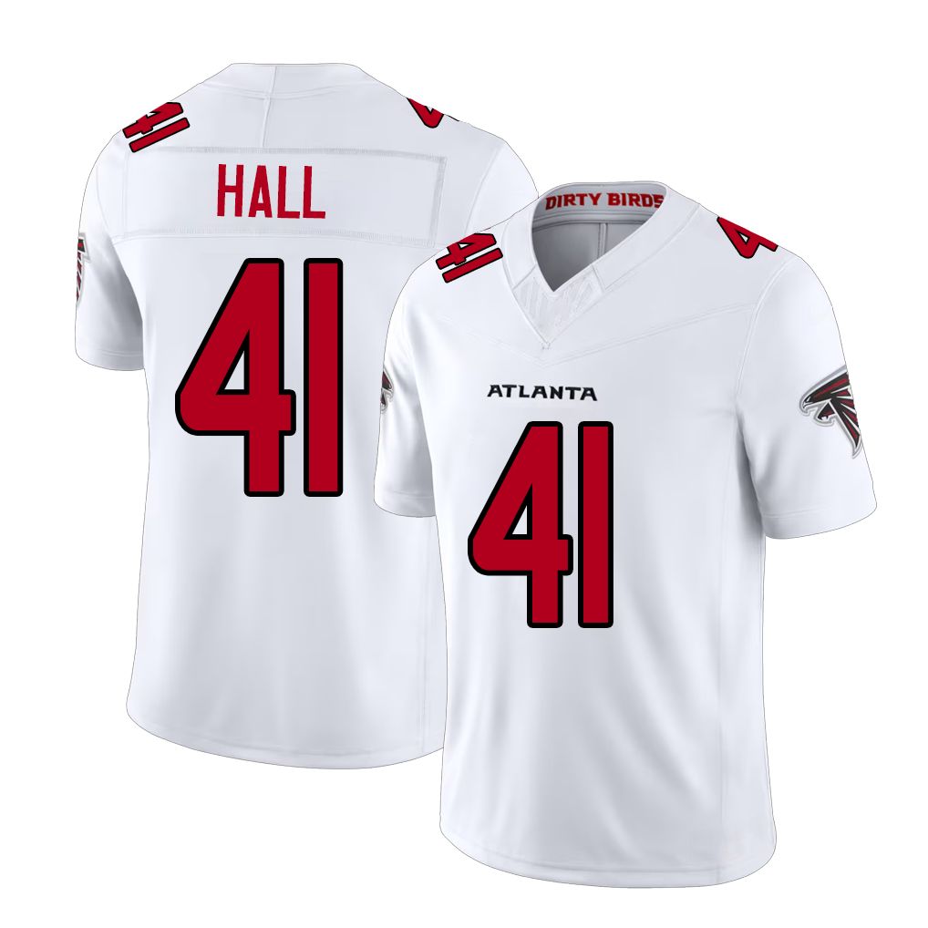 Atlanta #41 Hall Player Football V Neck Short Sleeve White Jersey Darren For Men Youth Women Gift