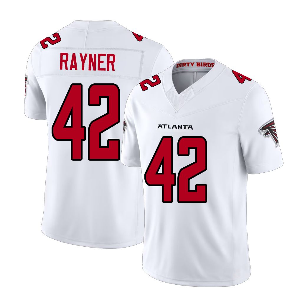 Atlanta #42 Rayner Player Football V Neck Short Sleeve White Jersey Daveren For Men Youth Women Gift