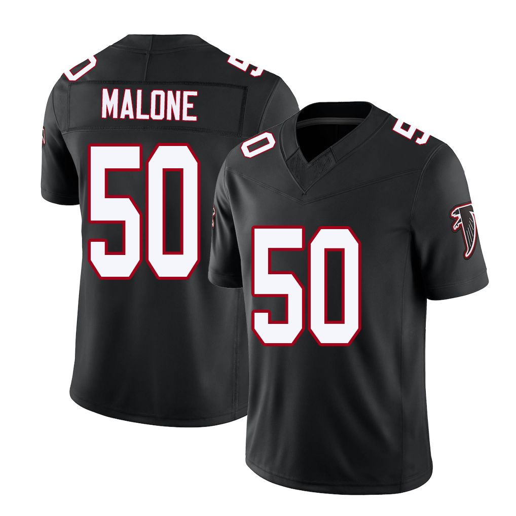Atlanta #50 Malone Player Football V Neck Short Sleeve Black Throwback Jersey DeAngelo For Men Youth Women Gift