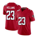 Atlanta #23 Hellams Player Football V Neck Short Sleeve Red Jersey DeMarcco For Men Youth Women Gift