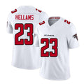 Atlanta #23 Hellams Player Football V Neck Short Sleeve White Jersey DeMarcco For Men Youth Women Gift