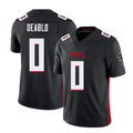 Atlanta #0 Deablo Player Football V Neck Short Sleeve Black Jersey Divine For Men Youth Women Gift