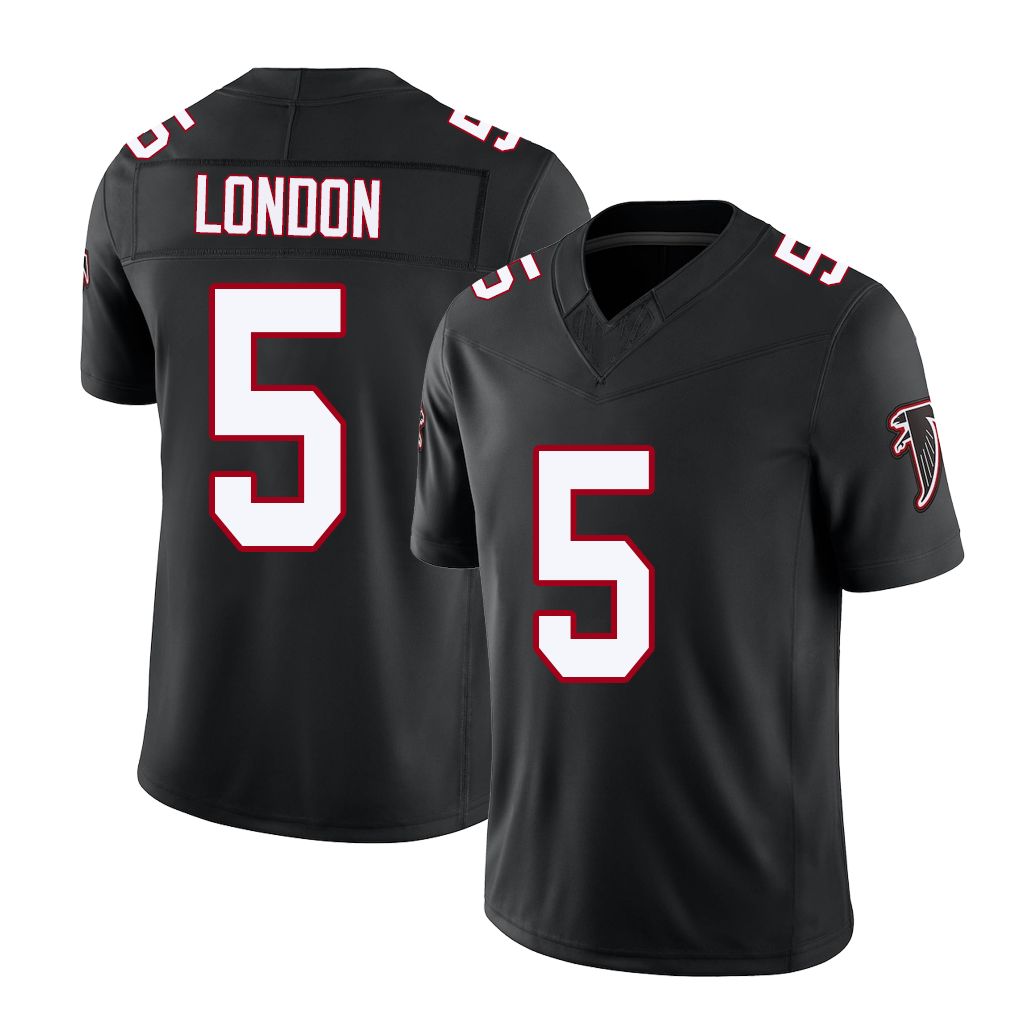 Atlanta #5 London Player Football V Neck Short Sleeve Black Throwback Jersey Drake For Men Youth Women Gift