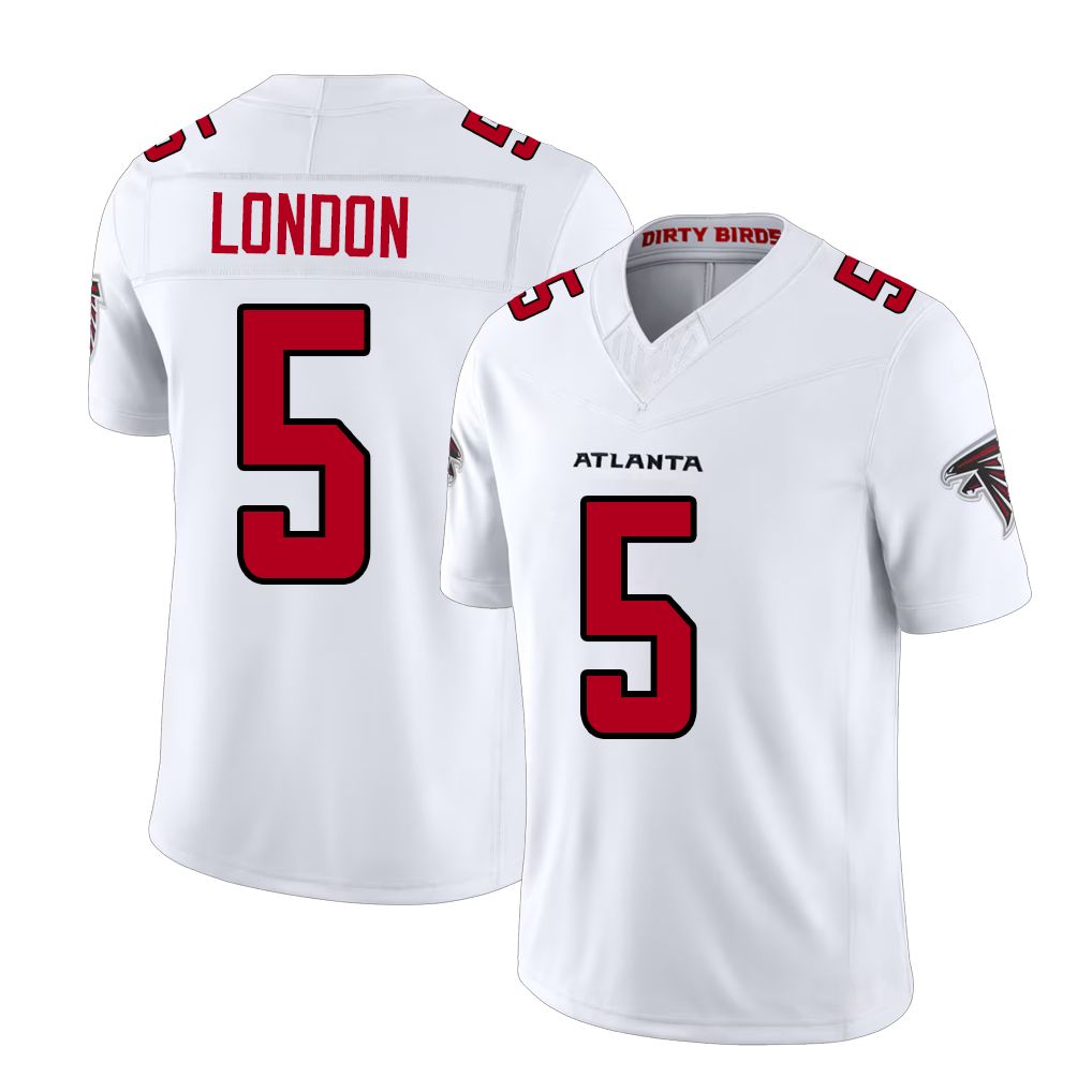 Atlanta #5 London Player Football V Neck Short Sleeve White Jersey Drake For Men Youth Women Gift