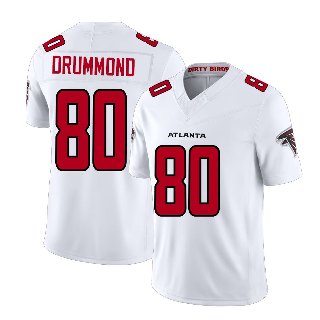 Atlanta #80 Drummond Player Football V Neck Short Sleeve White Jersey Dylan For Men Youth Women Gift
