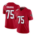 Atlanta #75 Onianwa Player Football V Neck Short Sleeve Red Jersey Ethan For Men Youth Women Gift