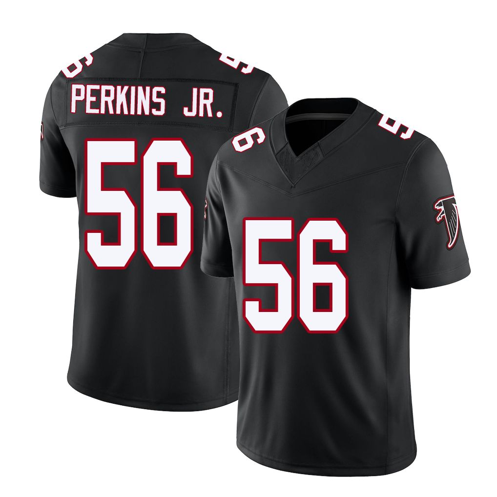 Atlanta #56 Perkins Jr. Player Football V Neck Short Sleeve Black Throwback Jersey Harold For Men Youth Women Gift