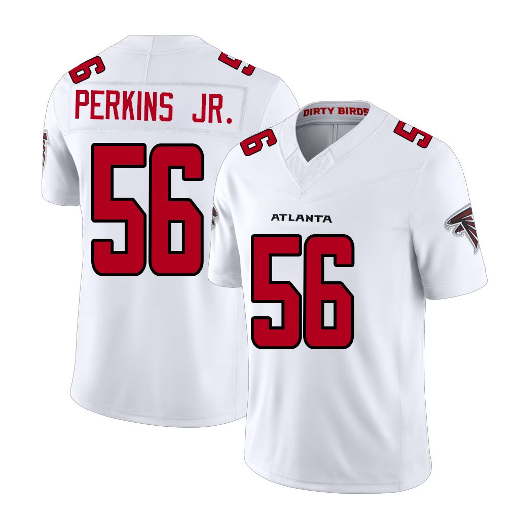 Atlanta #56 Perkins Jr. Player Football V Neck Short Sleeve White Jersey Harold For Men Youth Women Gift