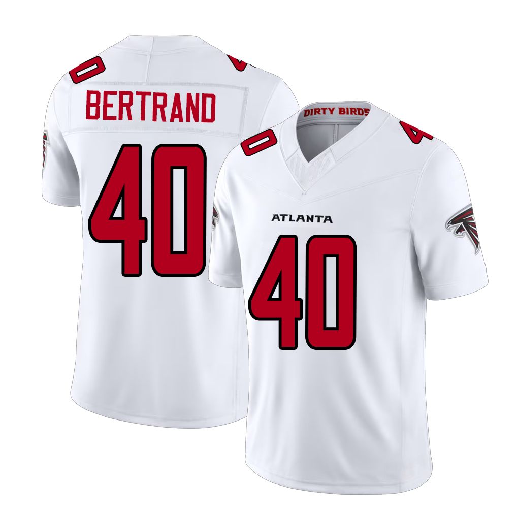 Atlanta #40 Bertrand Player Football V Neck Short Sleeve White Jersey JD For Men Youth Women Gift
