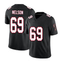 Atlanta #69 Nelson Player Football V Neck Short Sleeve Black Throwback Jersey Jack For Men Youth Women Gift
