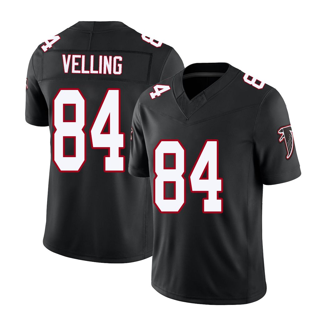 Atlanta #84 Velling Player Football V Neck Short Sleeve Black Throwback Jersey Jack For Men Youth Women Gift