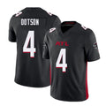 Atlanta #4 Dotson Player Football V Neck Short Sleeve Black Jersey Jahan For Men Youth Women Gift
