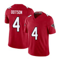 Atlanta #4 Dotson Player Football V Neck Short Sleeve Red Jersey Jahan For Men Youth Women Gift