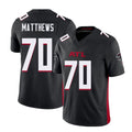 Atlanta #70 Matthews Player Football V Neck Short Sleeve Black Jersey Jake For Men Youth Women Gift