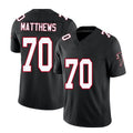 Atlanta #70 Matthews Player Football V Neck Short Sleeve Black Throwback Jersey Jake For Men Youth Women Gift