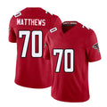 Atlanta #70 Matthews Player Football V Neck Short Sleeve Red Jersey Jake For Men Youth Women Gift