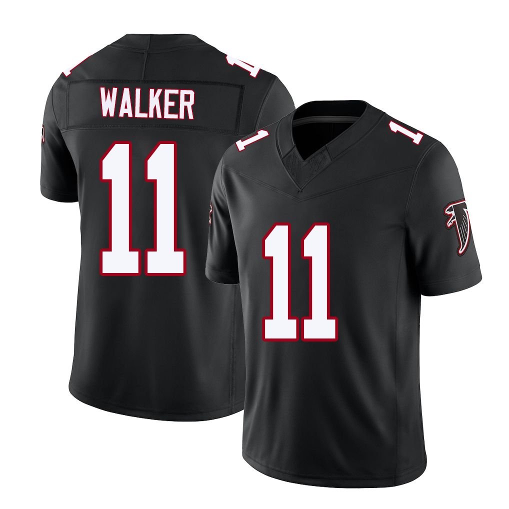 Atlanta #11 Walker Player Football V Neck Short Sleeve Black Throwback Jersey Jalon For Men Youth Women Gift