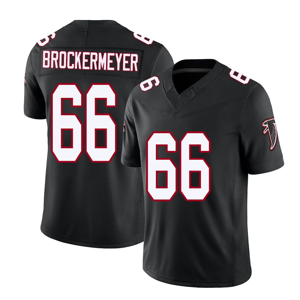 Atlanta #66 Brockermeyer Player Football V Neck Short Sleeve Black Throwback Jersey James For Men Youth Women Gift