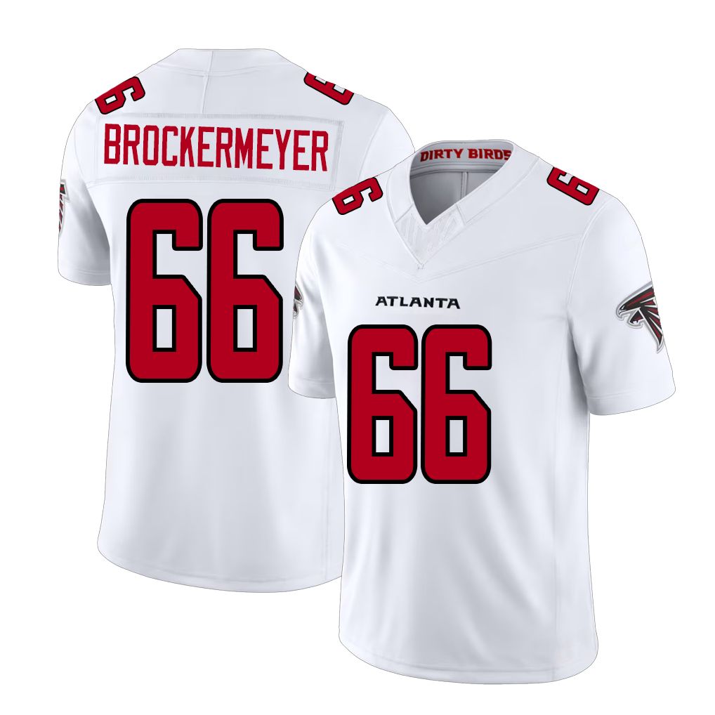 Atlanta #66 Brockermeyer Player Football V Neck Short Sleeve White Jersey James For Men Youth Women Gift