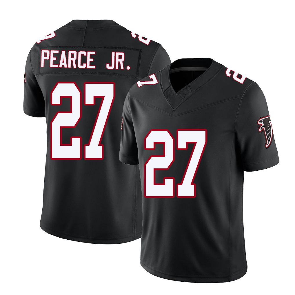 Atlanta #27 Pearce Jr. Player Football V Neck Short Sleeve Black Throwback Jersey James For Men Youth Women Gift